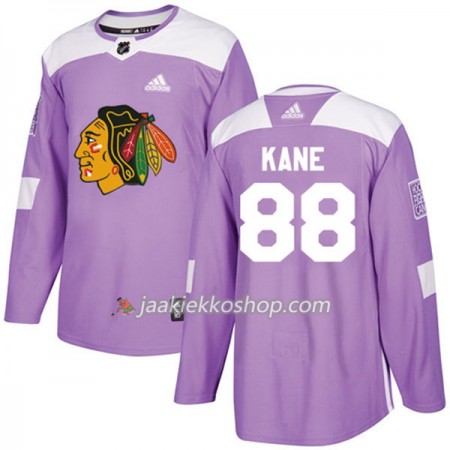 Miehille NHL Chicago Blackhawks Pelipaita Patrick Kane 88 Adidas 2017-2018 Violetti Fights Cancer Practice Authentic